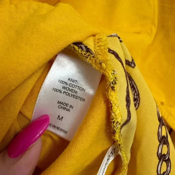 Vneck Chain Lock & Key Heart Print Sonoma Blouse Medium Top Ruched Romantic - Picture 7 of 10